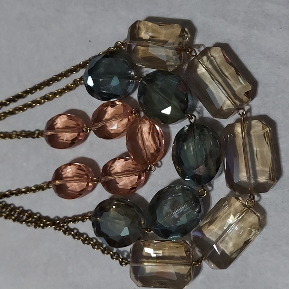3 Strand Glass Pastel Gems Necklace - Picture 1 of 4